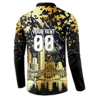 Personalised Collingwood Magpies City Of Football Team Button Sweatshirt Melbourne City Skyline Illustration Sport Fan