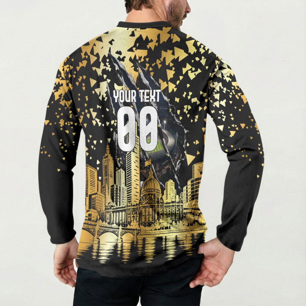 Personalised Collingwood Magpies City Of Football Team Button Sweatshirt Melbourne City Skyline Illustration Sport Fan