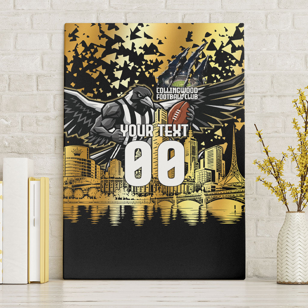 Personalised Collingwood Magpies City Of Football Team Canvas Wall Art Melbourne City Skyline Illustration Sport Fan