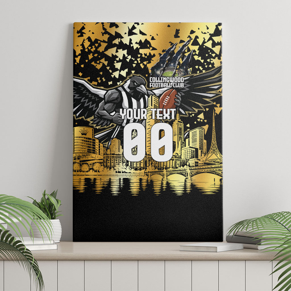 Personalised Collingwood Magpies City Of Football Team Canvas Wall Art Melbourne City Skyline Illustration Sport Fan