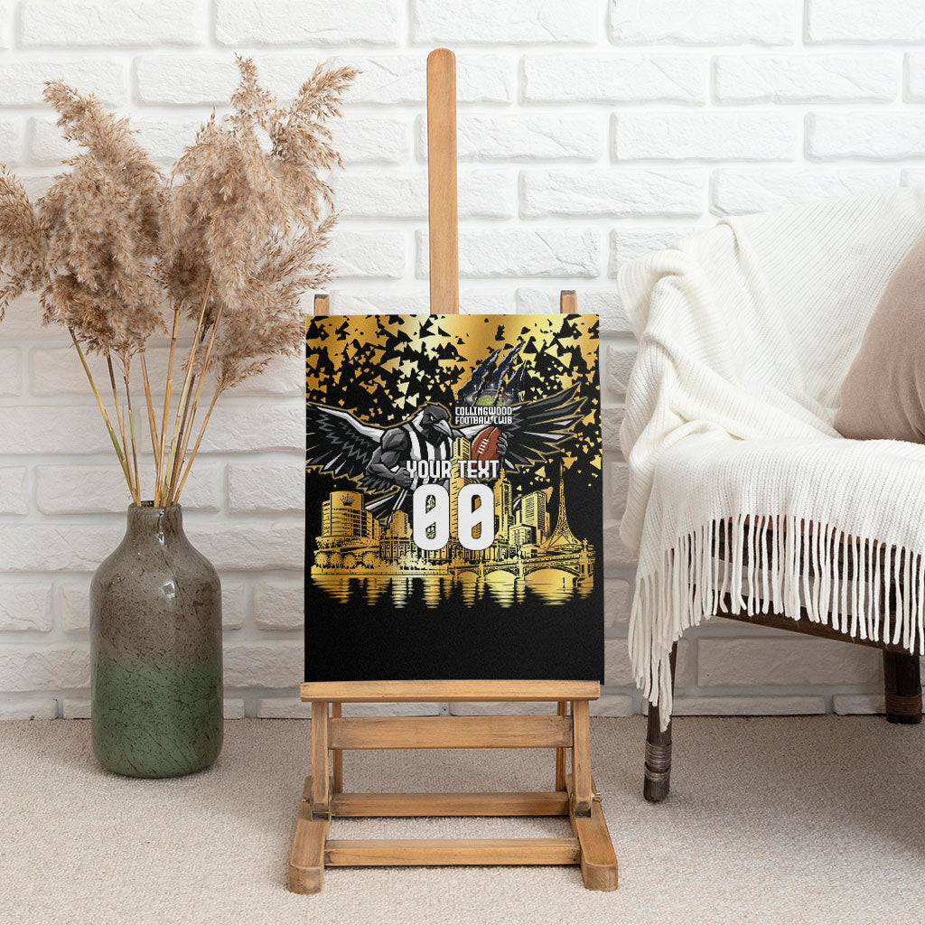 Personalised Collingwood Magpies City Of Football Team Canvas Wall Art Melbourne City Skyline Illustration Sport Fan