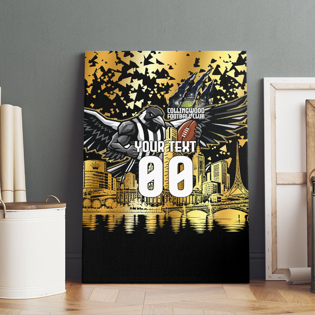 Personalised Collingwood Magpies City Of Football Team Canvas Wall Art Melbourne City Skyline Illustration Sport Fan