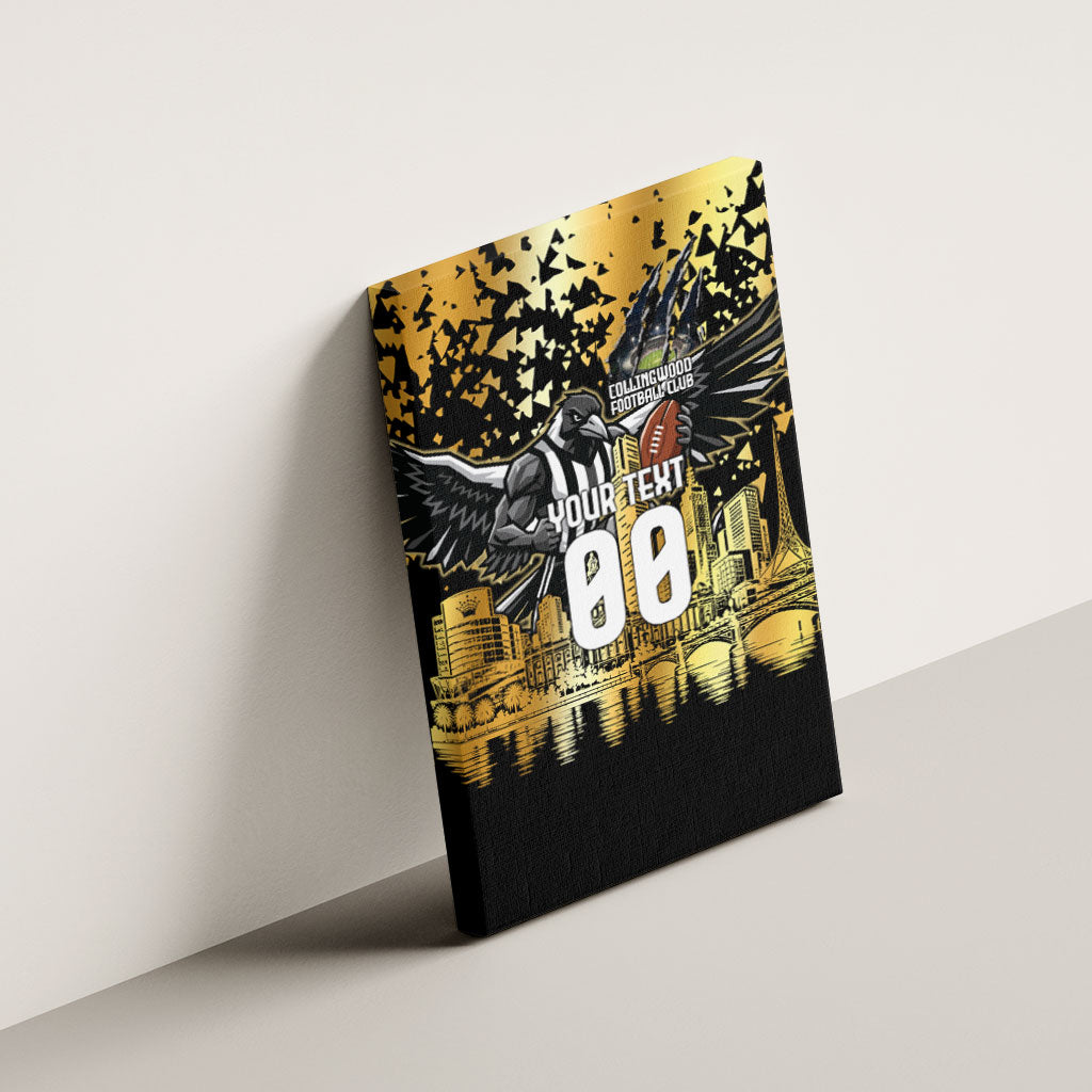 Personalised Collingwood Magpies City Of Football Team Canvas Wall Art Melbourne City Skyline Illustration Sport Fan