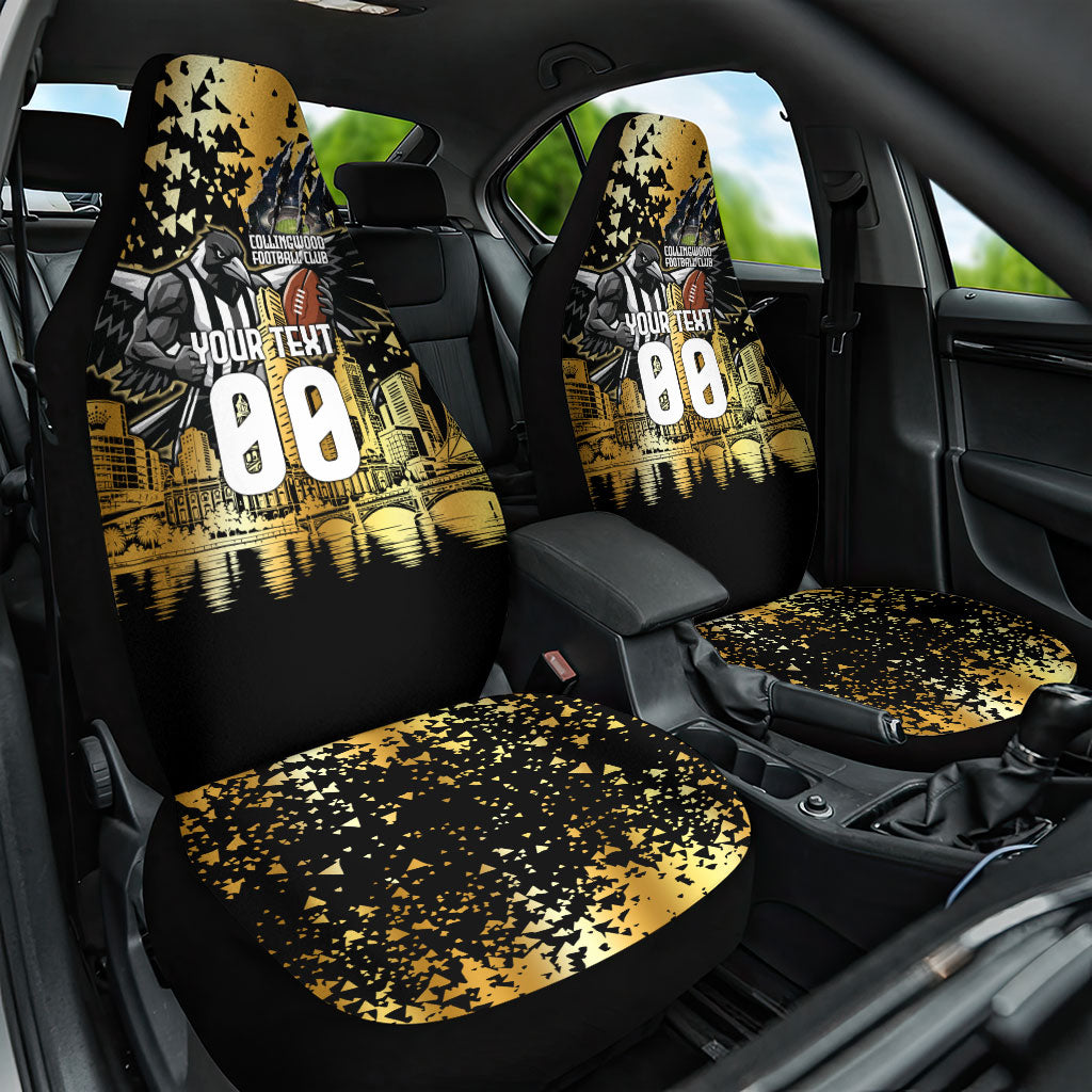 Personalised Collingwood Magpies City Of Football Team Car Seat Cover Melbourne City Skyline Illustration Sport Fan