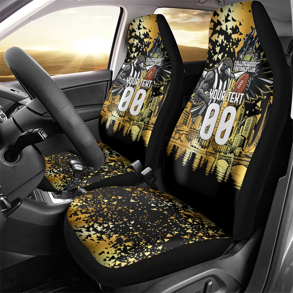 Personalised Collingwood Magpies City Of Football Team Car Seat Cover Melbourne City Skyline Illustration Sport Fan