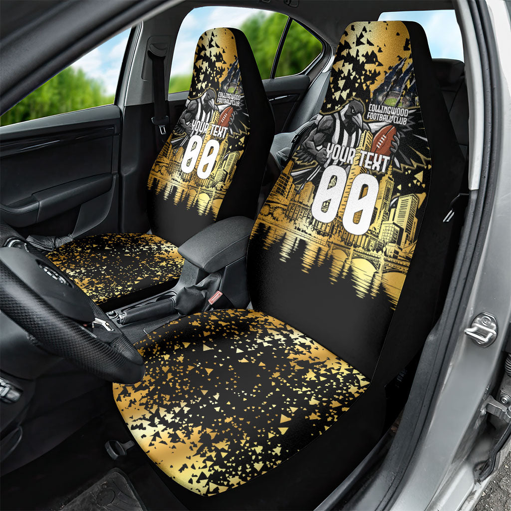 Personalised Collingwood Magpies City Of Football Team Car Seat Cover Melbourne City Skyline Illustration Sport Fan