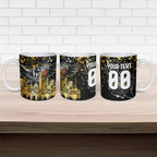 Personalised Collingwood Magpies City Of Football Team Ceramic Mug Melbourne City Skyline Illustration Sport Fan