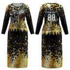 Personalised Collingwood Magpies City Of Football Team Couples Matching Long Sleeve Bodycon Dress and Long Sleeve Button Shirt Melbourne City Skyline Illustration Sport Fan