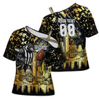 Personalised Collingwood Magpies City Of Football Team Cross Shoulder Shirt Melbourne City Skyline Illustration Sport Fan