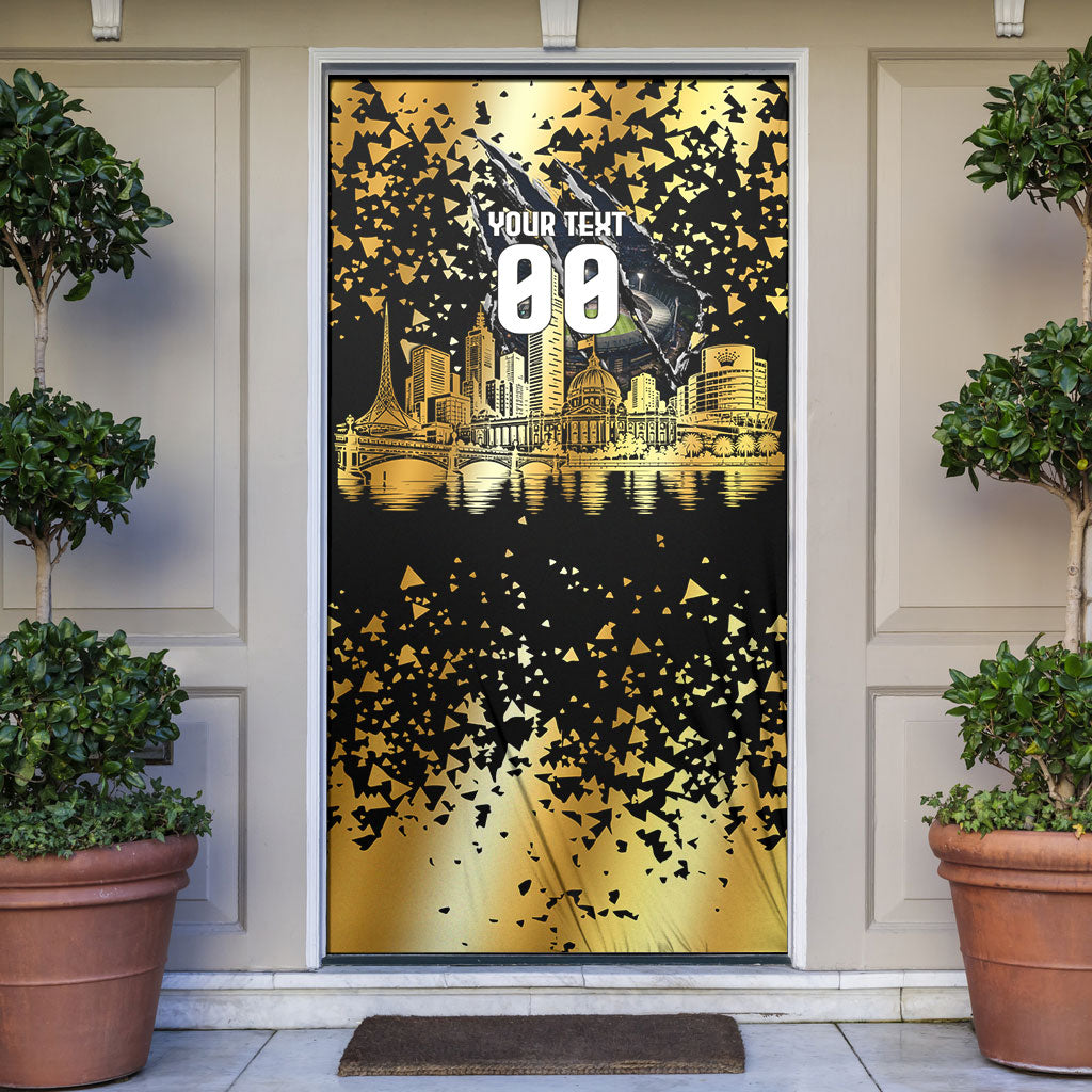 Personalised Collingwood Magpies City Of Football Team Door Cover Melbourne City Skyline Illustration Sport Fan