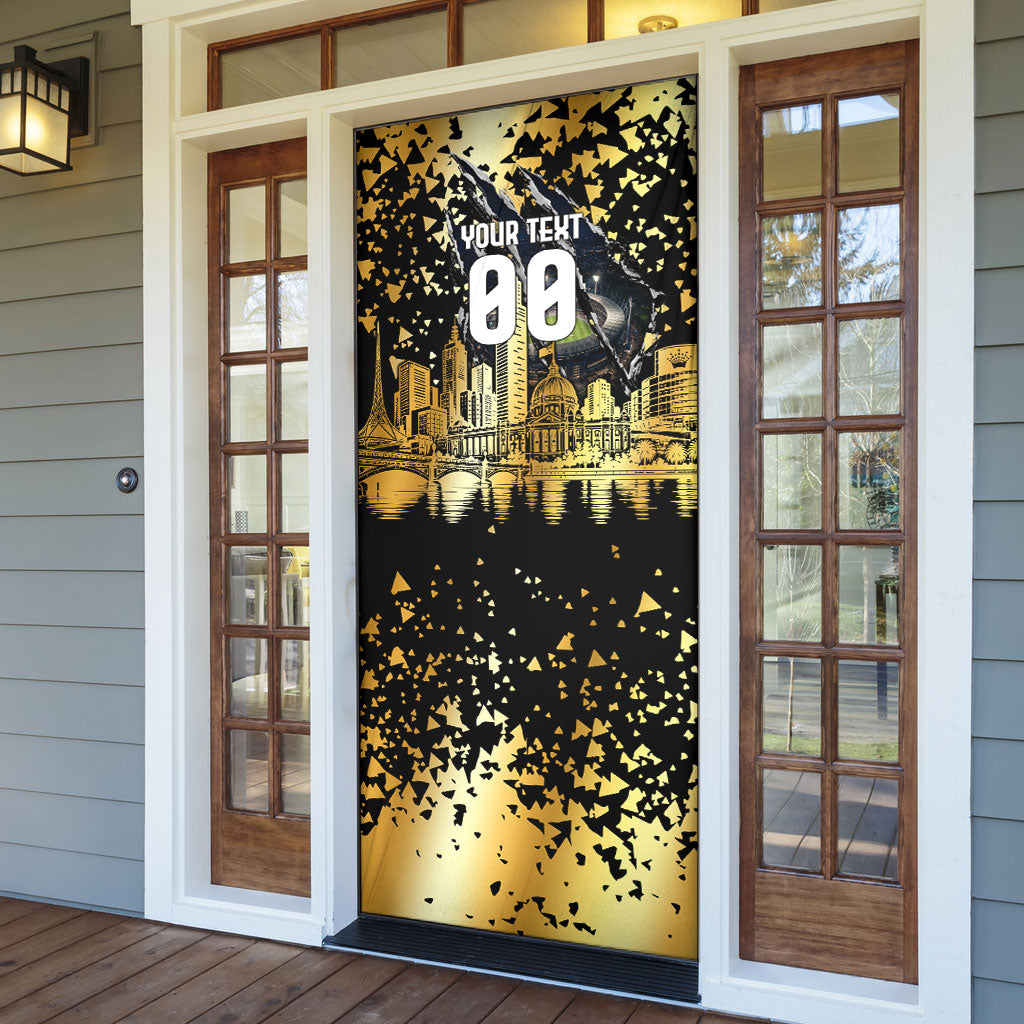 Personalised Collingwood Magpies City Of Football Team Door Cover Melbourne City Skyline Illustration Sport Fan