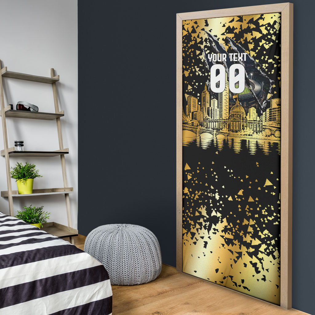 Personalised Collingwood Magpies City Of Football Team Door Cover Melbourne City Skyline Illustration Sport Fan