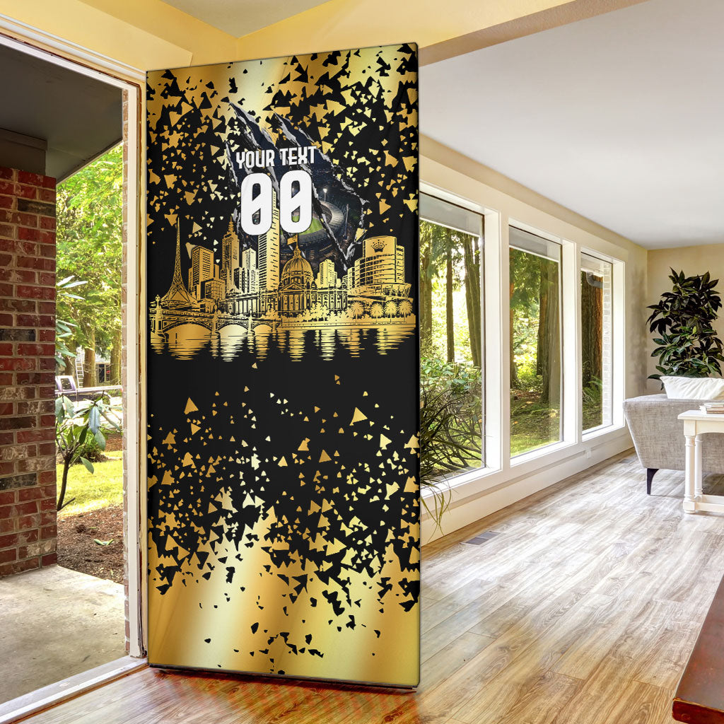 Personalised Collingwood Magpies City Of Football Team Door Cover Melbourne City Skyline Illustration Sport Fan