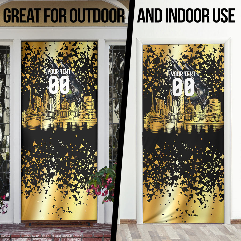 Personalised Collingwood Magpies City Of Football Team Door Cover Melbourne City Skyline Illustration Sport Fan