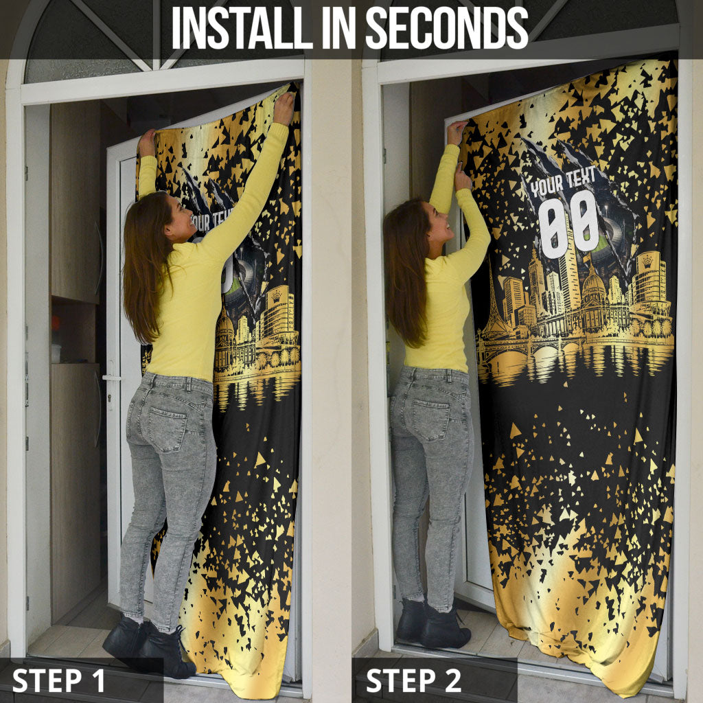 Personalised Collingwood Magpies City Of Football Team Door Cover Melbourne City Skyline Illustration Sport Fan