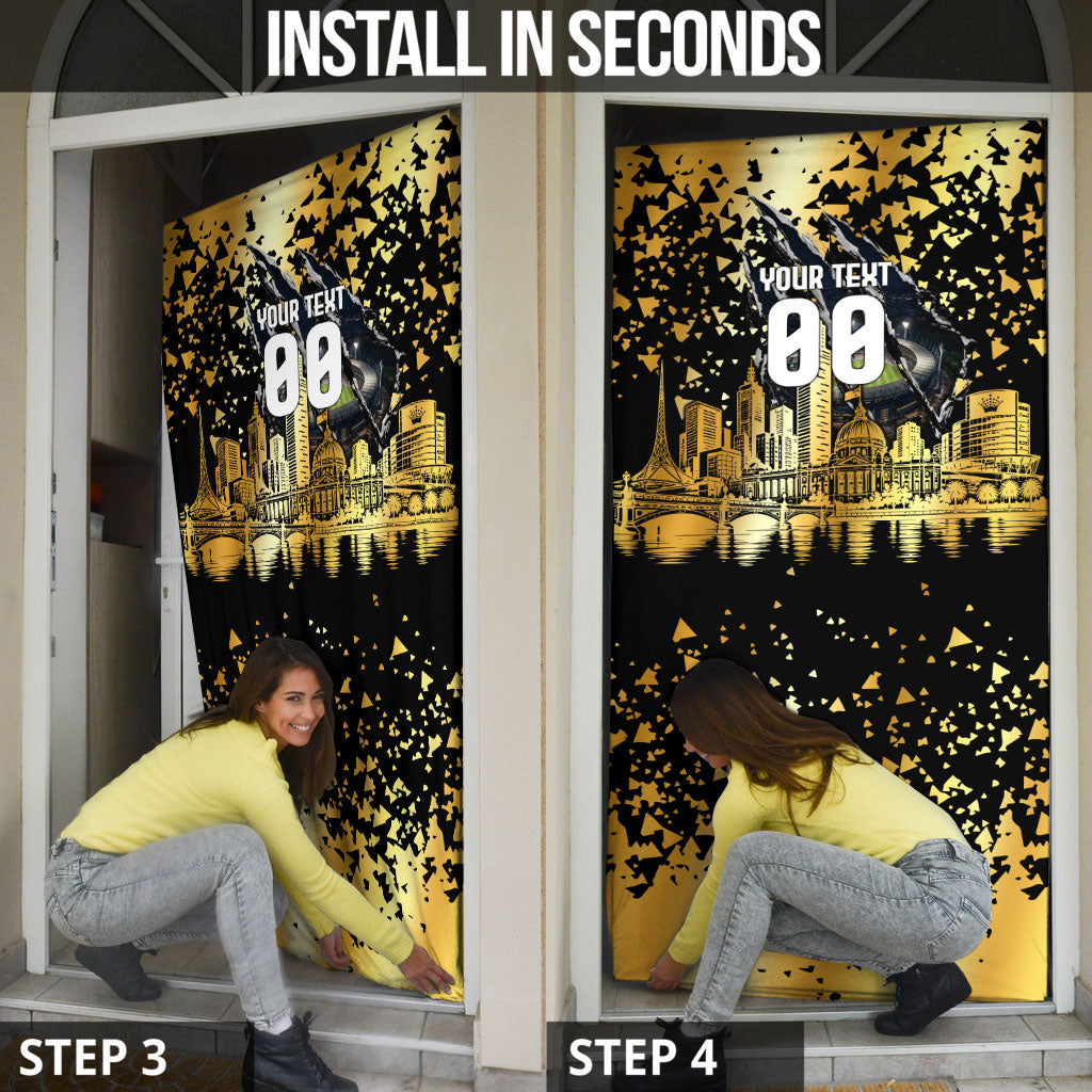 Personalised Collingwood Magpies City Of Football Team Door Cover Melbourne City Skyline Illustration Sport Fan