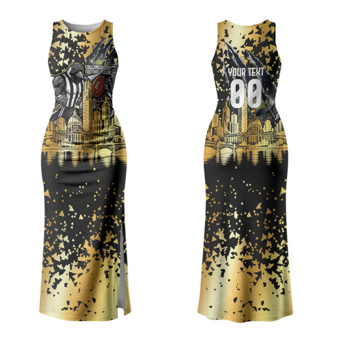 Personalised Collingwood Magpies City Of Football Team Family Matching Tank Maxi Dress and Hawaiian Shirt Melbourne City Skyline Illustration Sport Fan