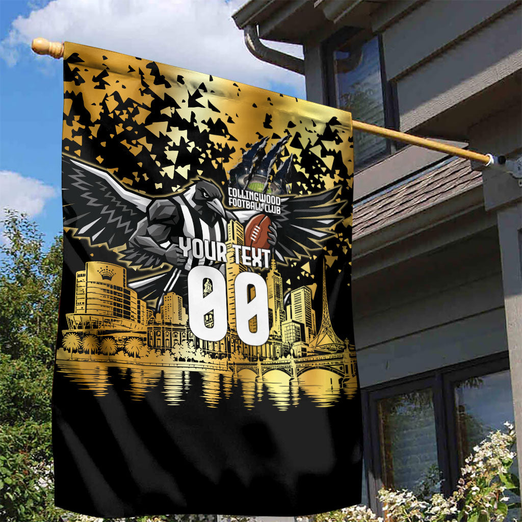 Personalised Collingwood Magpies City Of Football Team Garden Flag Melbourne City Skyline Illustration Sport Fan