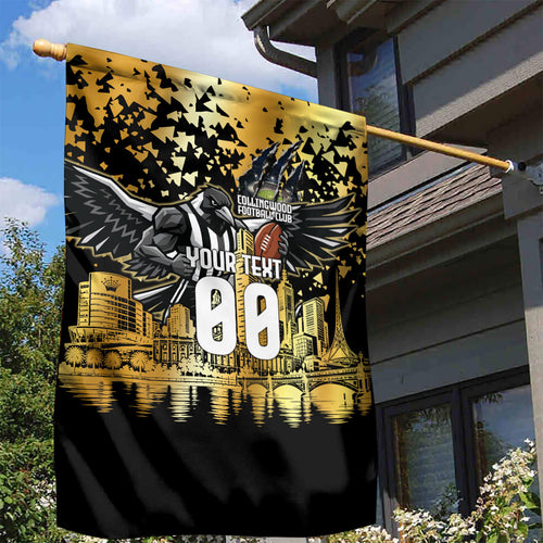 Personalised Collingwood Magpies City Of Football Team Garden Flag Melbourne City Skyline Illustration Sport Fan