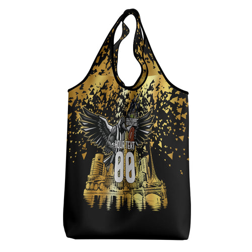 Personalised Collingwood Magpies City Of Football Team Grocery Bag Melbourne City Skyline Illustration Sport Fan