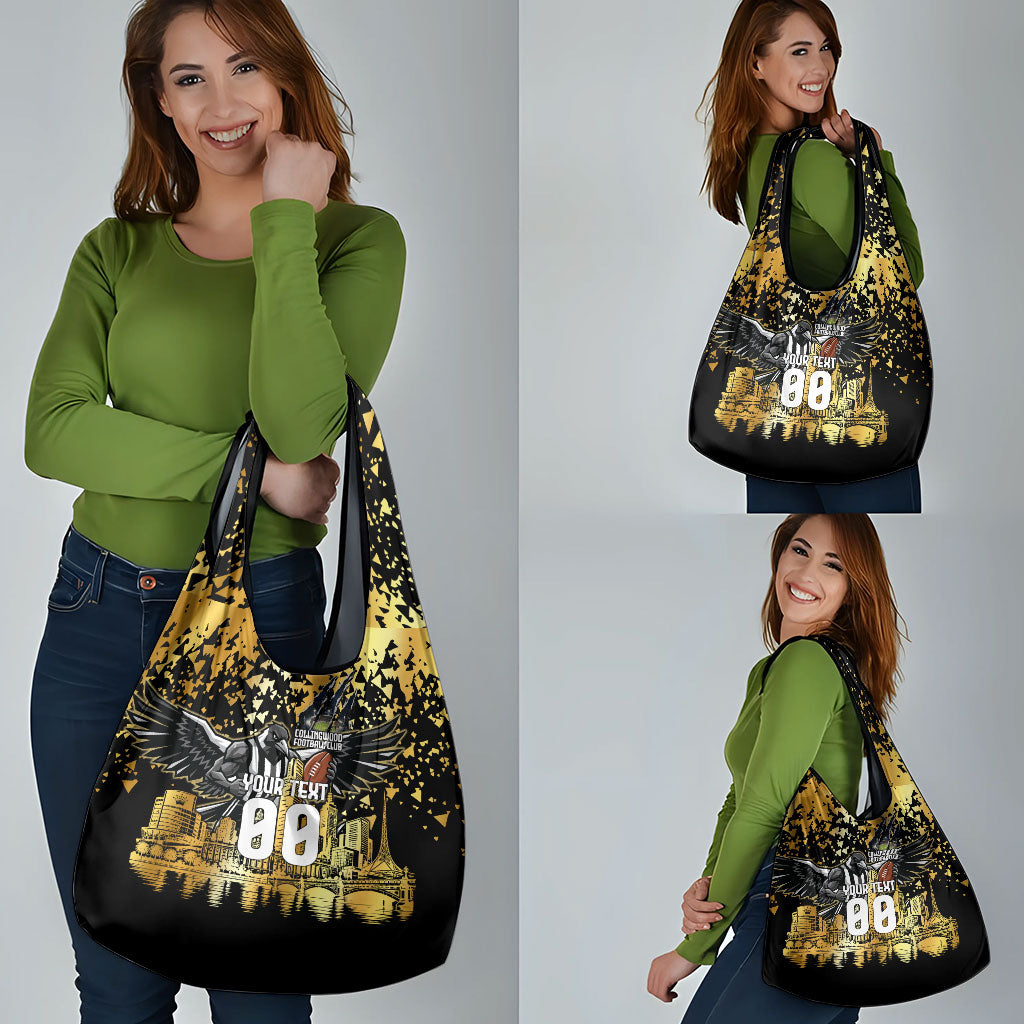 Personalised Collingwood Magpies City Of Football Team Grocery Bag Melbourne City Skyline Illustration Sport Fan