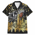 Personalised Collingwood Magpies City Of Football Team Hawaiian Shirt Melbourne City Skyline Illustration Sport Fan