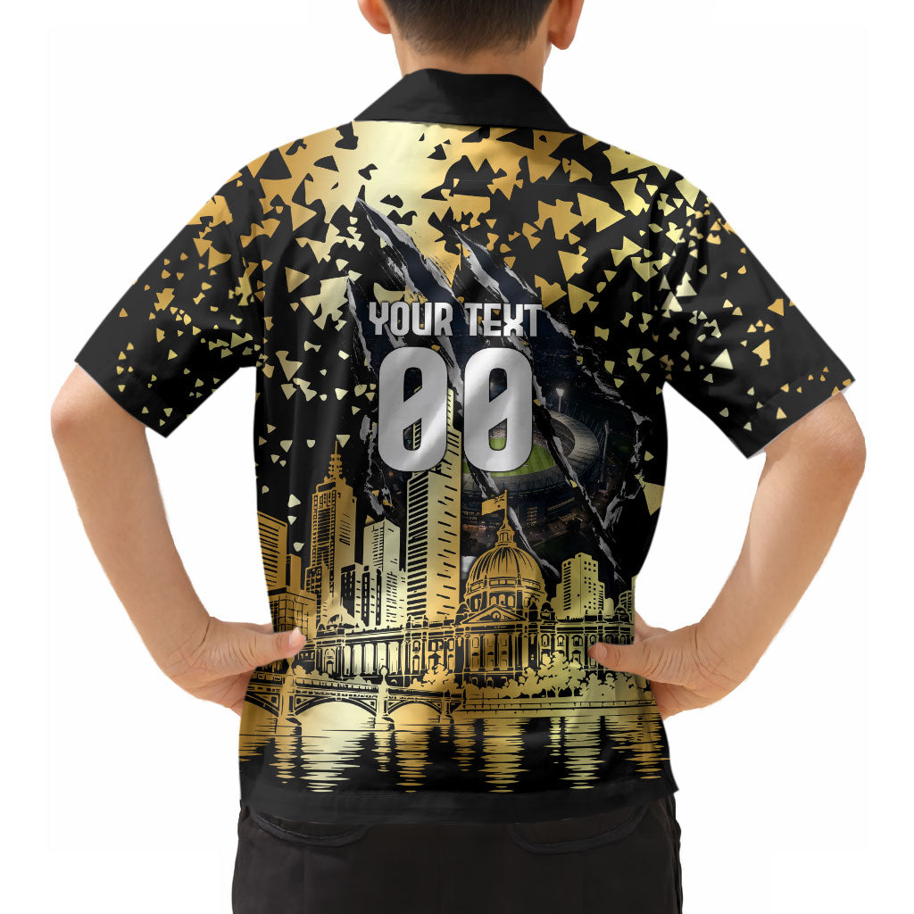 Personalised Collingwood Magpies City Of Football Team Hawaiian Shirt Melbourne City Skyline Illustration Sport Fan