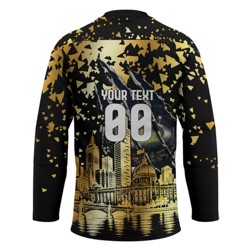 Personalised Collingwood Magpies City Of Football Team Hockey Jersey Melbourne City Skyline Illustration Sport Fan