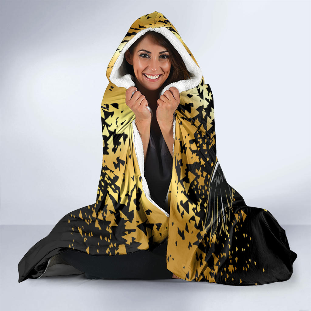 Personalised Collingwood Magpies City Of Football Team Hooded Blanket Melbourne City Skyline Illustration Sport Fan