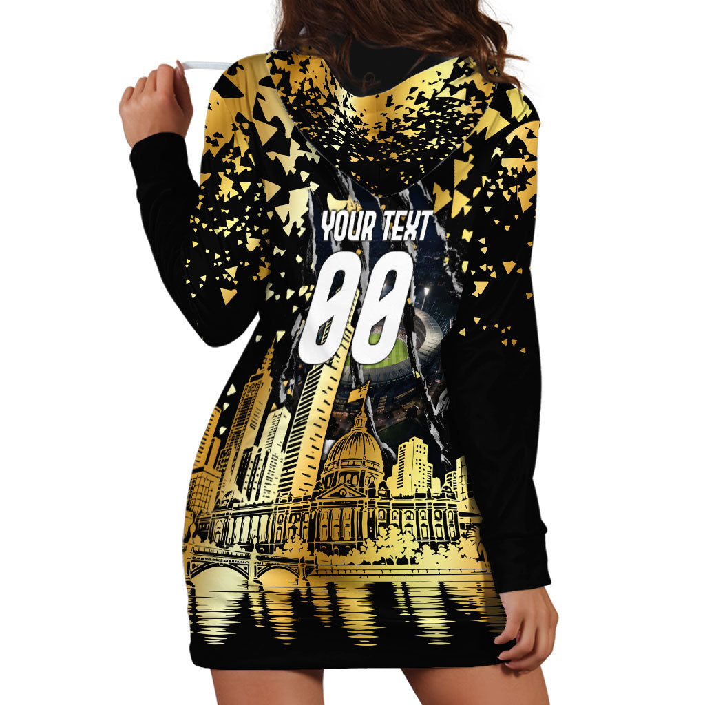 Personalised Collingwood Magpies City Of Football Team Hoodie Dress Melbourne City Skyline Illustration Sport Fan