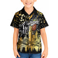Personalised Collingwood Magpies City Of Football Team Kid Hawaiian Shirt Melbourne City Skyline Illustration Sport Fan