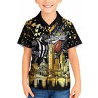 Personalised Collingwood Magpies City Of Football Team Kid Hawaiian Shirt Melbourne City Skyline Illustration Sport Fan