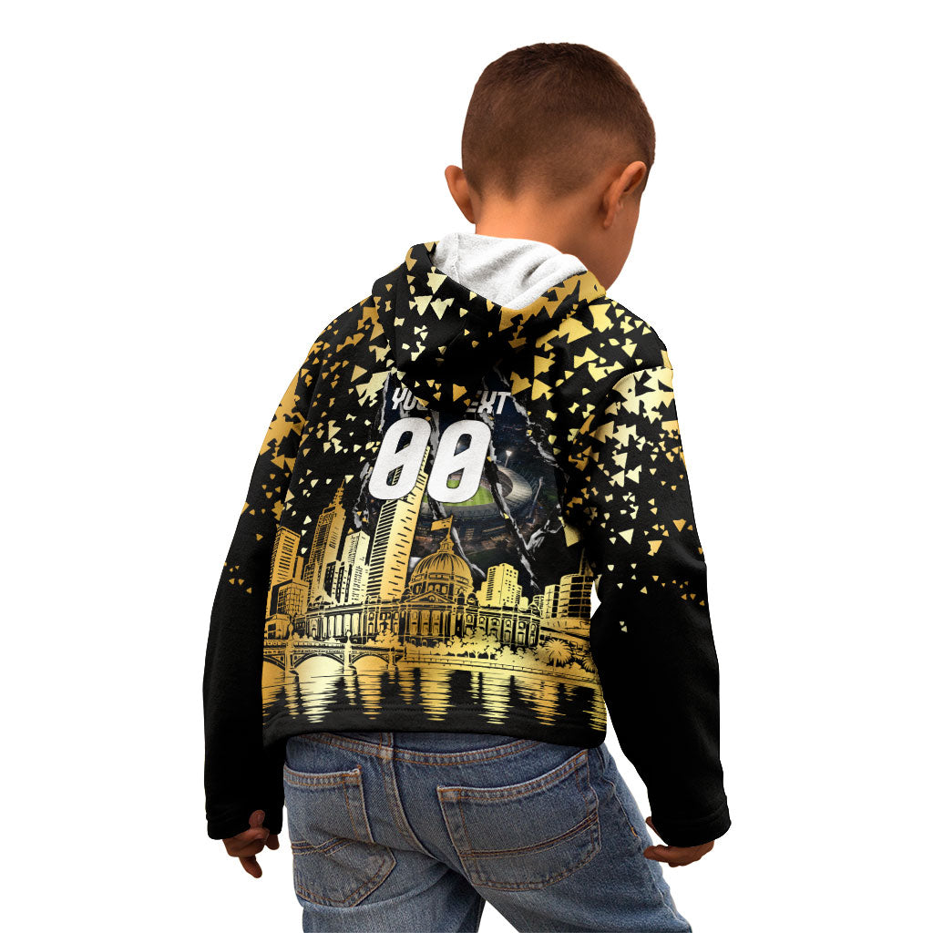 Personalised Collingwood Magpies City Of Football Team Kid Hoodie Melbourne City Skyline Illustration Sport Fan