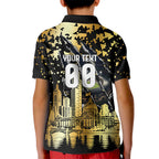 Personalised Collingwood Magpies City Of Football Team Kid Polo Shirt Melbourne City Skyline Illustration Sport Fan