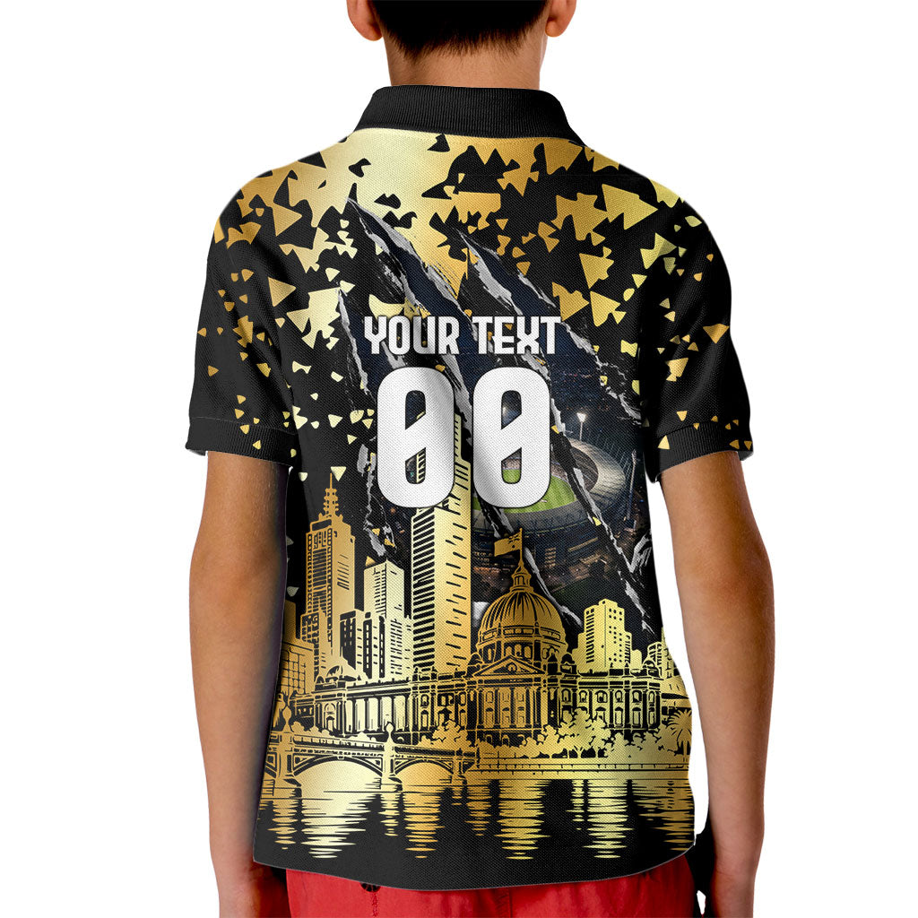 Personalised Collingwood Magpies City Of Football Team Kid Polo Shirt Melbourne City Skyline Illustration Sport Fan