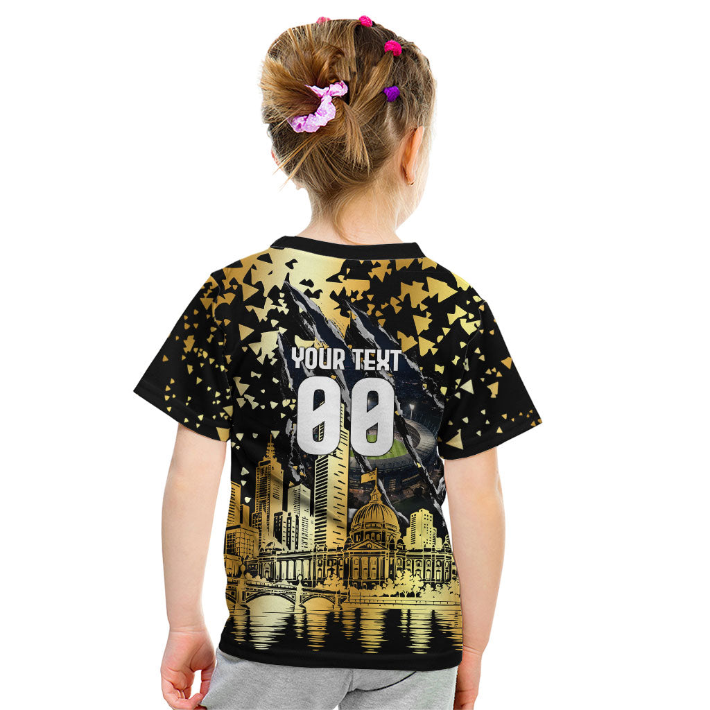 Personalised Collingwood Magpies City Of Football Team Kid T Shirt Melbourne City Skyline Illustration Sport Fan