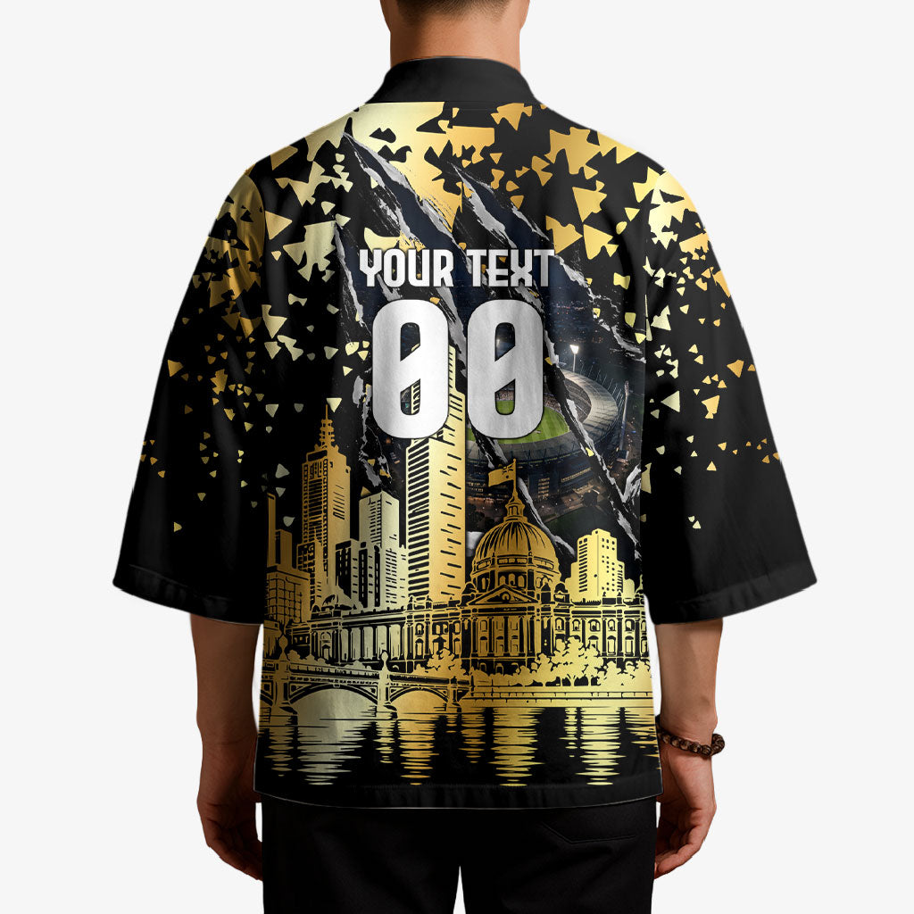 Personalised Collingwood Magpies City Of Football Team Kimono Melbourne City Skyline Illustration Sport Fan