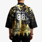 Personalised Collingwood Magpies City Of Football Team Kimono Melbourne City Skyline Illustration Sport Fan