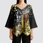 Personalised Collingwood Magpies City Of Football Team Kimono Sleeve Blouse Melbourne City Skyline Illustration Sport Fan