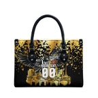Personalised Collingwood Magpies City Of Football Team Leather Bag Melbourne City Skyline Illustration Sport Fan