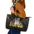 Personalised Collingwood Magpies City Of Football Team Leather Tote Bag Melbourne City Skyline Illustration Sport Fan