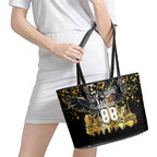 Personalised Collingwood Magpies City Of Football Team Leather Tote Bag Melbourne City Skyline Illustration Sport Fan