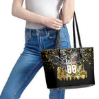 Personalised Collingwood Magpies City Of Football Team Leather Tote Bag Melbourne City Skyline Illustration Sport Fan