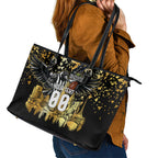Personalised Collingwood Magpies City Of Football Team Leather Tote Bag Melbourne City Skyline Illustration Sport Fan