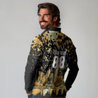 Personalised Collingwood Magpies City Of Football Team Long Sleeve Polo Shirt Melbourne City Skyline Illustration Sport Fan