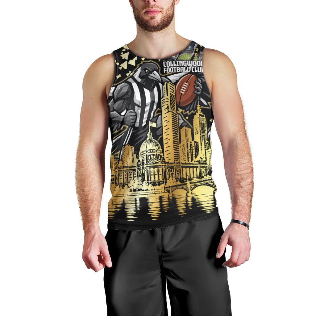 Personalised Collingwood Magpies City Of Football Team Men Tank Top Melbourne City Skyline Illustration Sport Fan