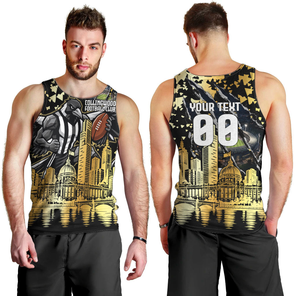 Personalised Collingwood Magpies City Of Football Team Men Tank Top Melbourne City Skyline Illustration Sport Fan