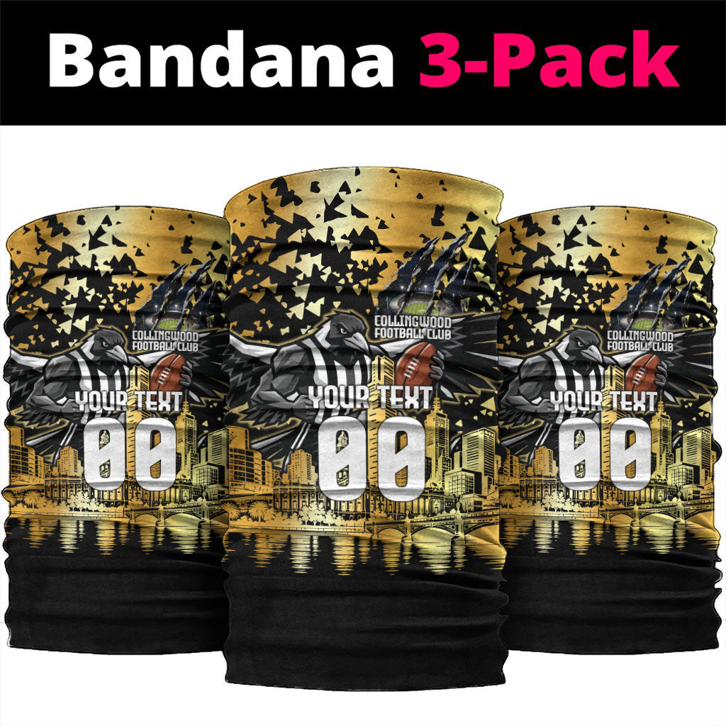 Personalised Collingwood Magpies City Of Football Team Neck Gaiter Melbourne City Skyline Illustration Sport Fan