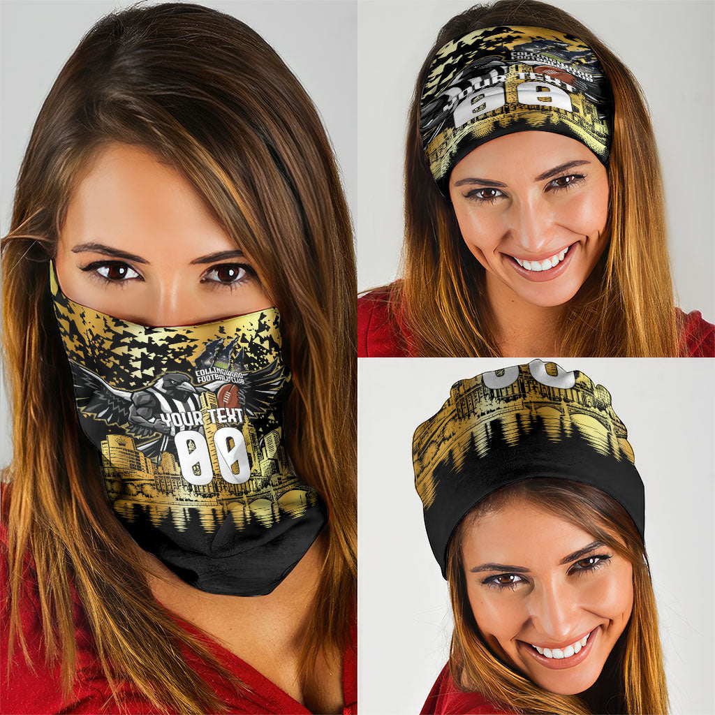 Personalised Collingwood Magpies City Of Football Team Neck Gaiter Melbourne City Skyline Illustration Sport Fan