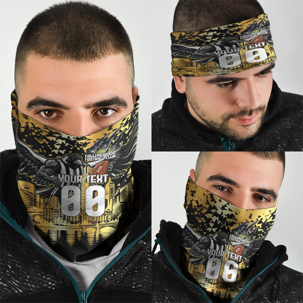 Personalised Collingwood Magpies City Of Football Team Neck Gaiter Melbourne City Skyline Illustration Sport Fan